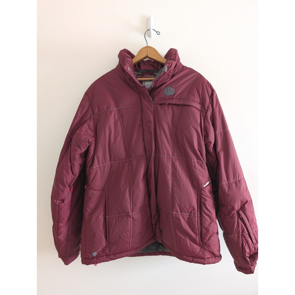 Helly Hansen Goose Down Puffer Ski Jacket Burgundy XL Detachable Hood ZN 65048 A